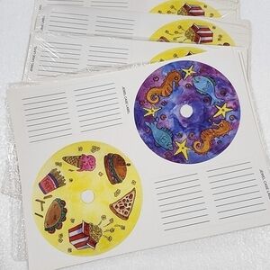 Vintage CD Jewel case label sticker packs 8 different designs Lot of 4 pks